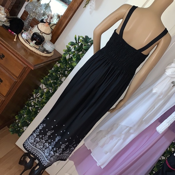 Plus size 3X black & white smocked convertible strapless maxi dress sundress 3X - Picture 9 of 14